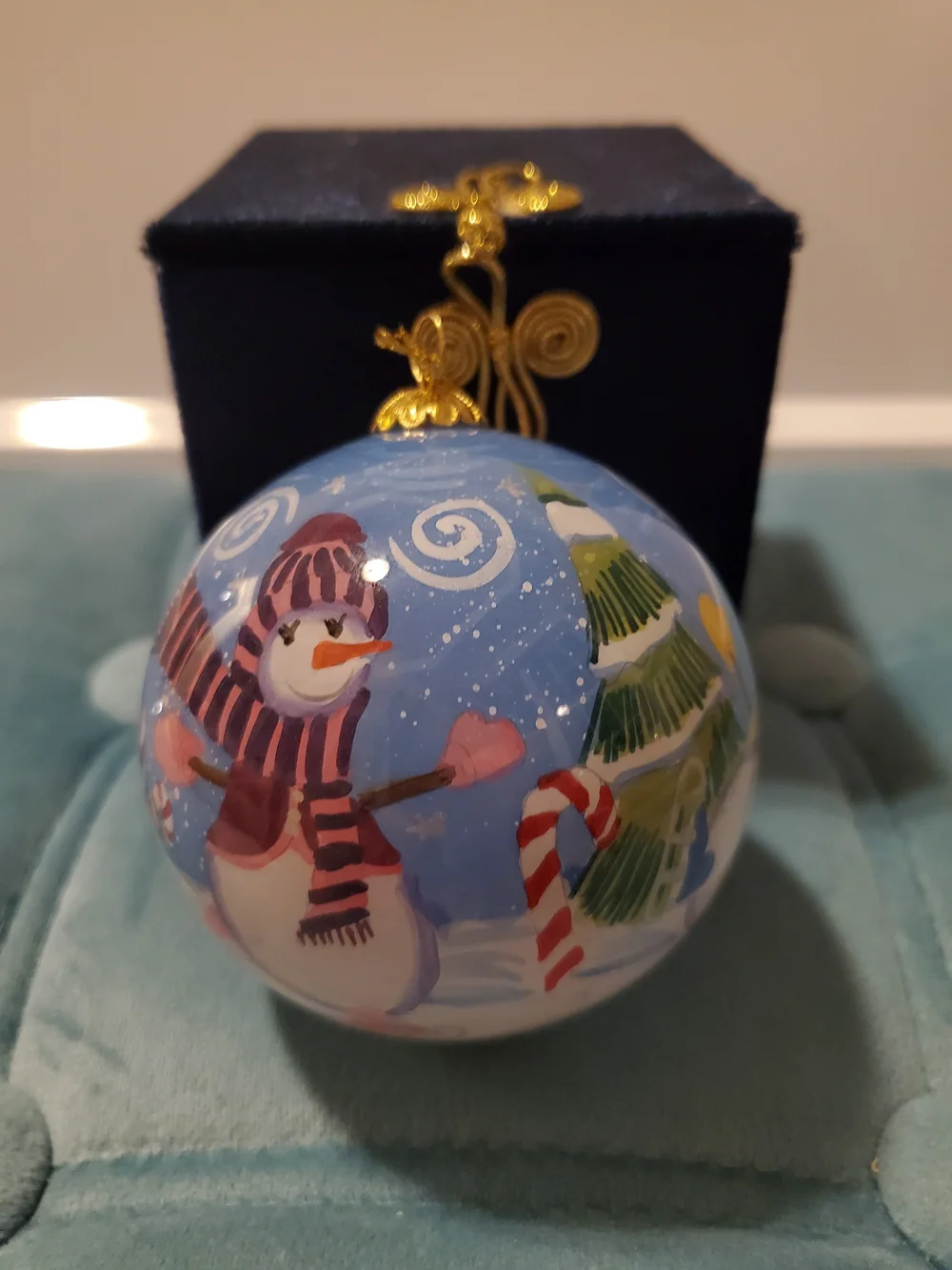 Pier 1 2005 Li Bien Snowman Christmas Ornament With Box & Card Vintage